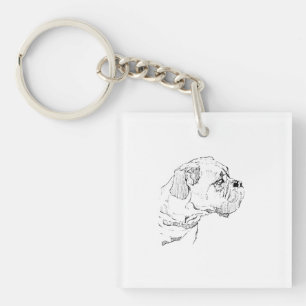 Boxer Dog  – Dog Lover Minimalist Illustration Key Ring