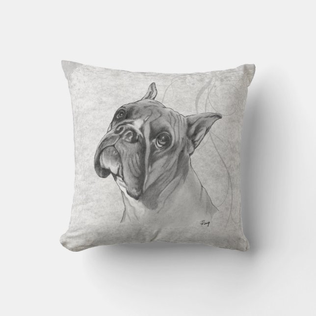 Boxer Dog Drawing Cushion (Front)
