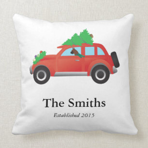Boxer Dog Driving a car - Christmas Tree on Top Cushion