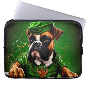 Boxer Dog Driving Bike St. Patrick's Day Laptop Sleeve