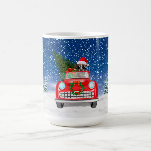 Boxer Dog Driving Car In Snow Christmas  Coffee Mug