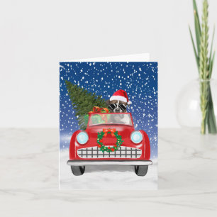 Boxer Dog Driving Car In Snow Christmas  Thank You Card