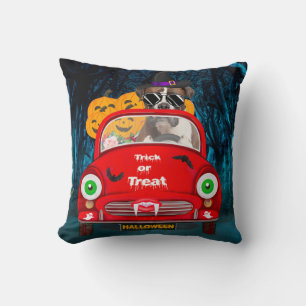 Boxer Dog Driving Car Scary Halloween  Cushion