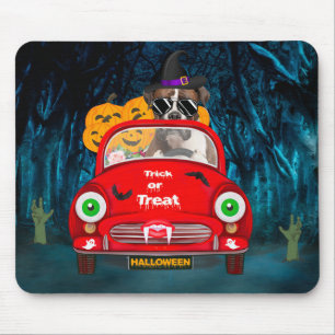 Boxer Dog Driving Car Scary Halloween Mouse Mat