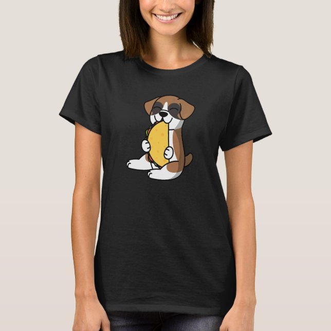 Boxer Dog Eating A Taco Dog   T-Shirt (Front)