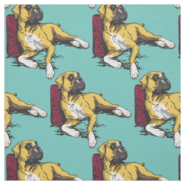 boxer dog fabric (Swatch)