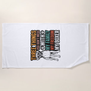 Boxer Dog Family Freedom Vintage Shirt Design_1 Beach Towel