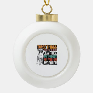 Boxer Dog Family Freedom Vintage Shirt Design_1 Ceramic Ball Christmas Ornament