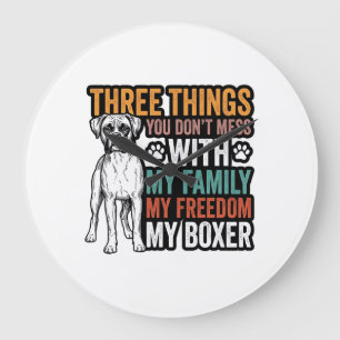Boxer Dog Family Freedom Vintage Shirt Design_1 Large Clock