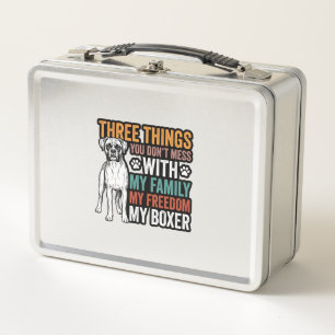 Boxer Dog Family Freedom Vintage Shirt Design_1 Metal Lunch Box