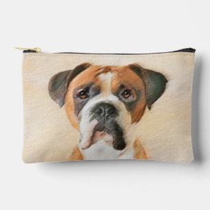 Boxer Dog Fawn Painting Uncropped Ear Cute Dog Art Accessory Pouch