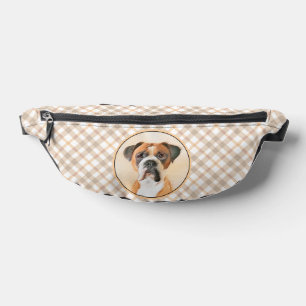 Boxer Dog Fawn Painting Uncropped Ear Cute Dog Art Bum Bags