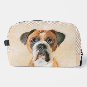 Boxer Dog Fawn Painting Uncropped Ear Cute Dog Art Dopp Kit