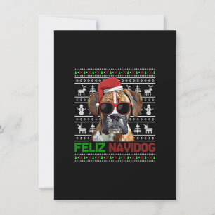 Boxer Dog Feliz Navidog Funny Christmas Invitation