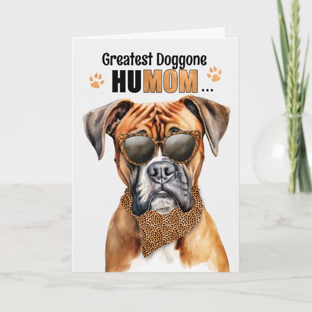 Boxer Dog Greatest HuMOM Mother's Day Holiday Card (Front)