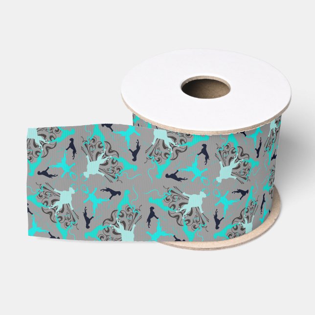 Boxer Dog green black Grosgrain Ribbon (Spool)