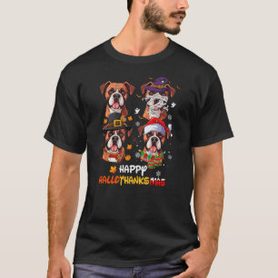 Boxer Dog Hallothanksmas Halloween Thanksgiving Xm T-Shirt
