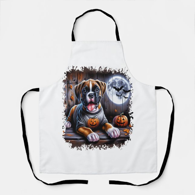 Boxer Dog Halloween Apron (Front)