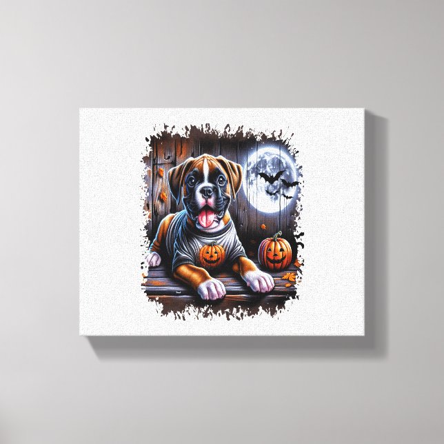 Boxer Dog Halloween Canvas Print (Front)
