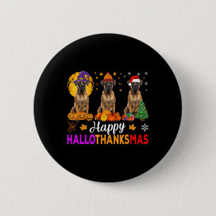 Boxer Dog Halloween Christmas Hallothanksmas 6 Cm Round Badge