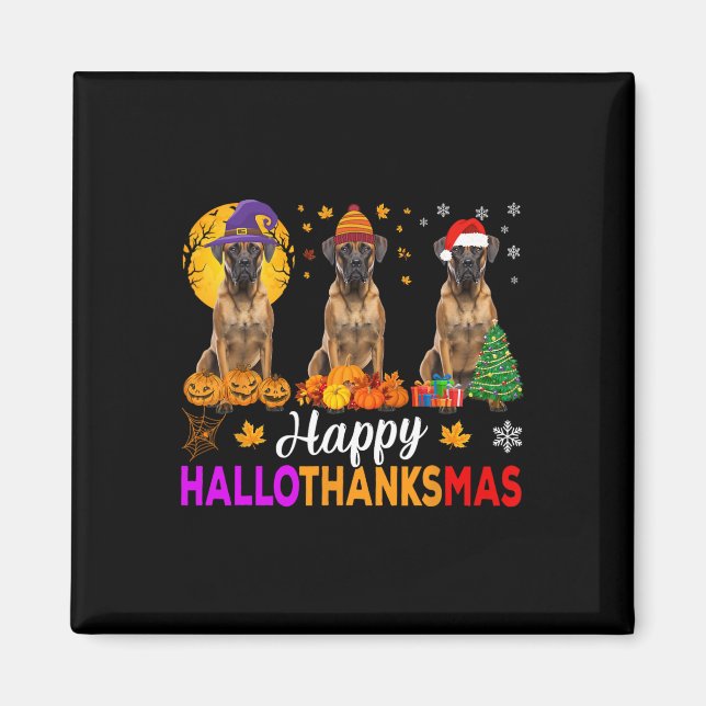 Boxer Dog Halloween Christmas Hallothanksmas  Magnet (Front)