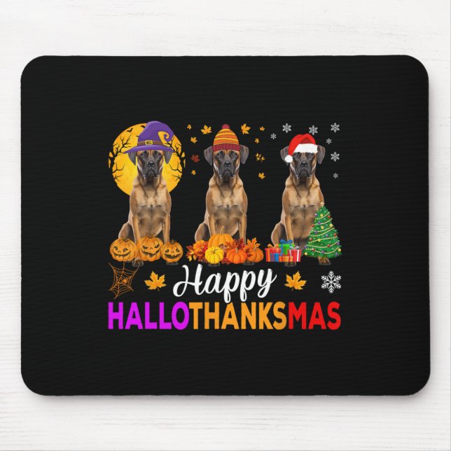 Boxer Dog Halloween Christmas Hallothanksmas  Mouse Mat (Front)