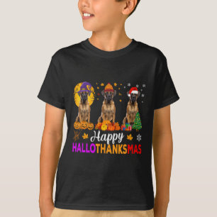 Boxer Dog Halloween Christmas Hallothanksmas  T-Shirt