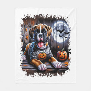 Boxer Dog Halloween Fleece Blanket