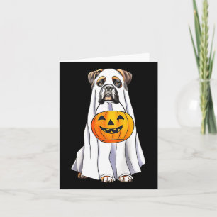 Boxer Dog Halloween Funny Ghost Costume With Pumpk Card
