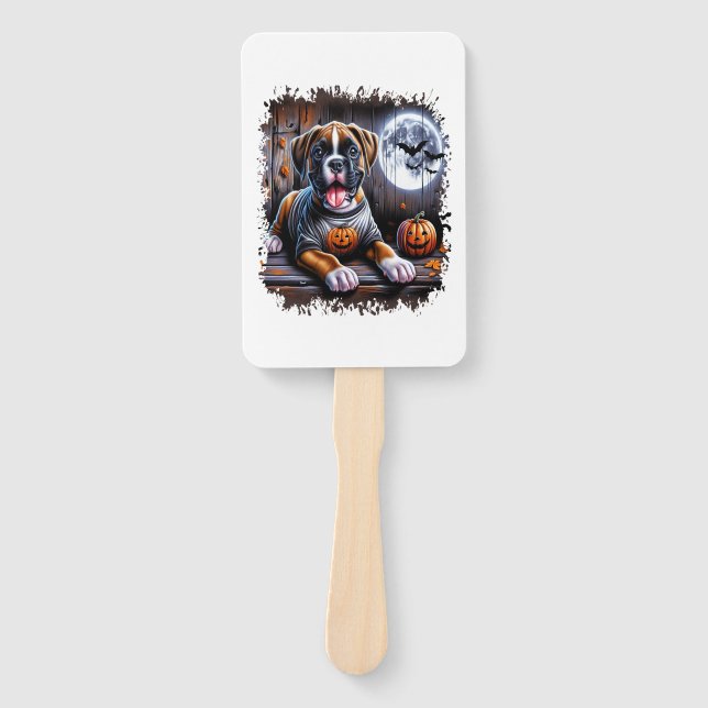 Boxer Dog Halloween Hand Fan (Front)