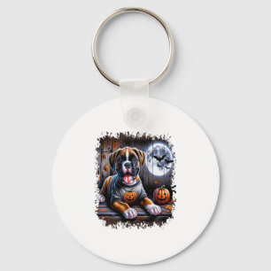Boxer Dog Halloween Key Ring