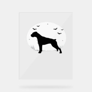 Boxer Dog – Halloween Moon Silhouette Classic T-Sh Acrylic Sign