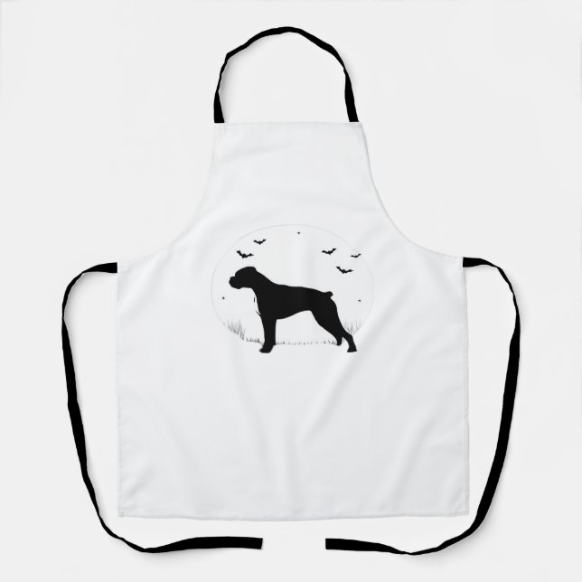 Boxer Dog – Halloween Moon Silhouette Classic T-Sh Apron (Front)