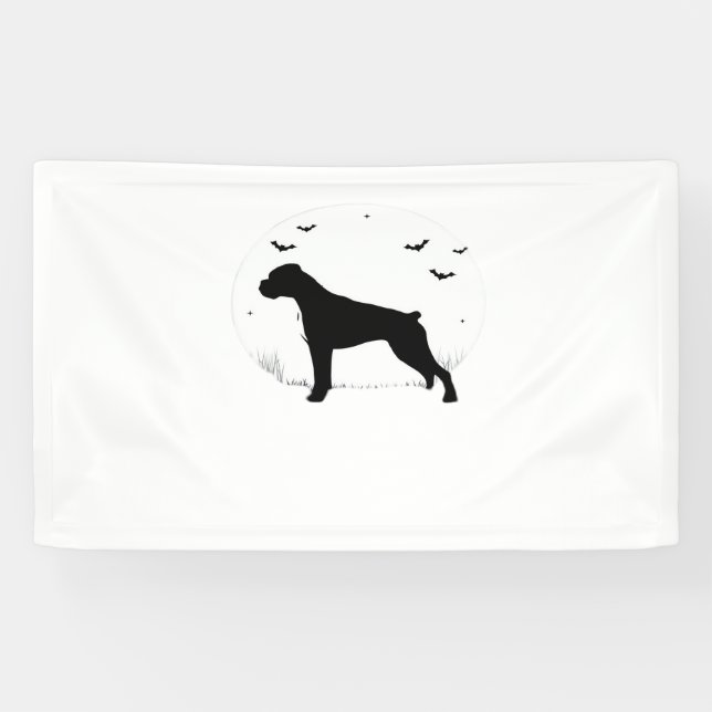Boxer Dog – Halloween Moon Silhouette Classic T-Sh Banner (Horizontal)