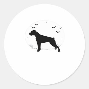 Boxer Dog � Halloween Moon Silhouette Classic T-Sh Classic Round Sticker