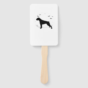Boxer Dog � Halloween Moon Silhouette Classic T-Sh Hand Fan