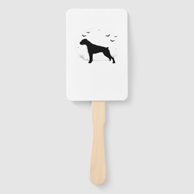 Boxer Dog � Halloween Moon Silhouette Classic T-Sh Hand Fan (Front)