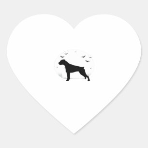 Boxer Dog � Halloween Moon Silhouette Classic T-Sh Heart Sticker