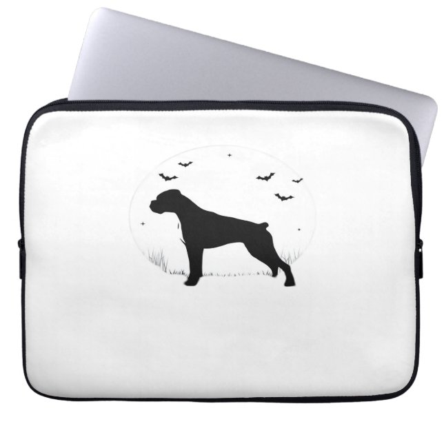 Boxer Dog – Halloween Moon Silhouette Classic T-Sh Laptop Sleeve (Front)