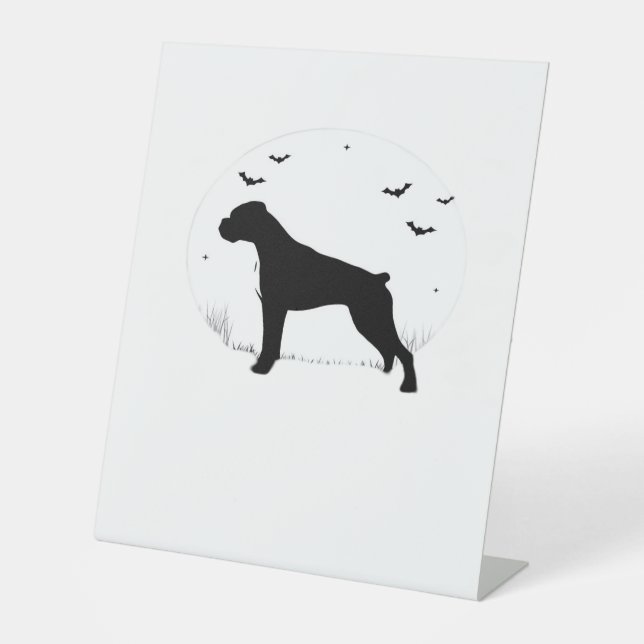 Boxer Dog � Halloween Moon Silhouette Classic T-Sh Pedestal Sign (Front)
