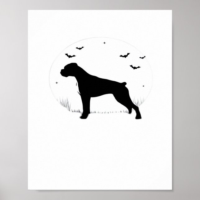 Boxer Dog – Halloween Moon Silhouette Classic T-Sh Poster (Front)
