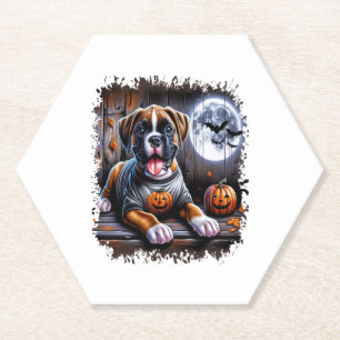 Boxer Dog Halloween Paper Coaster