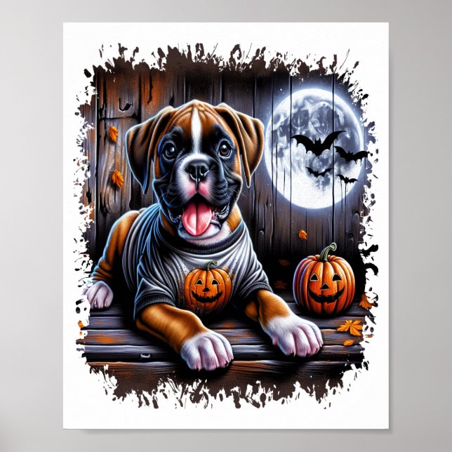 Boxer Dog Halloween Poster (Front)