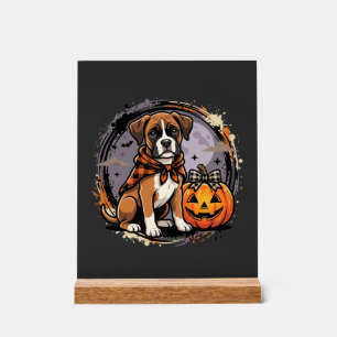 Boxer Dog Halloween Pumpkin Sublimation Acrylic Sign