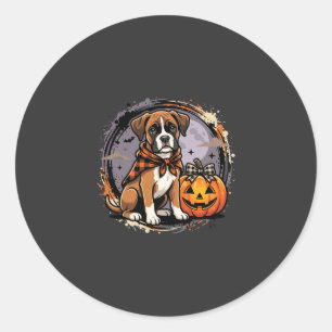 Boxer Dog Halloween Pumpkin Sublimation Classic Round Sticker