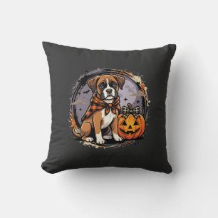 Boxer Dog Halloween Pumpkin Sublimation Cushion