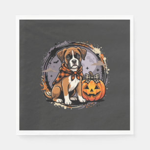 Boxer Dog Halloween Pumpkin Sublimation Napkin