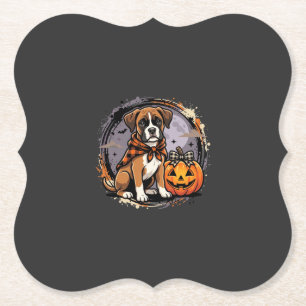 Boxer Dog Halloween Pumpkin Sublimation Paper Coaster