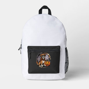 Boxer Dog Halloween Pumpkin Sublimation Printed Backpack