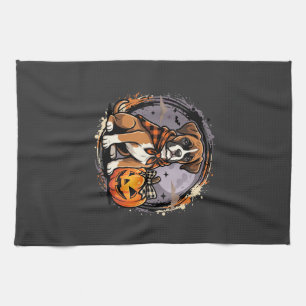 Boxer Dog Halloween Pumpkin Sublimation Tea Towel